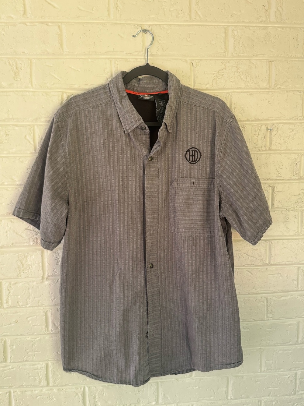 Harley-Davidson Gray Short Sleeve Button-Up Shirt